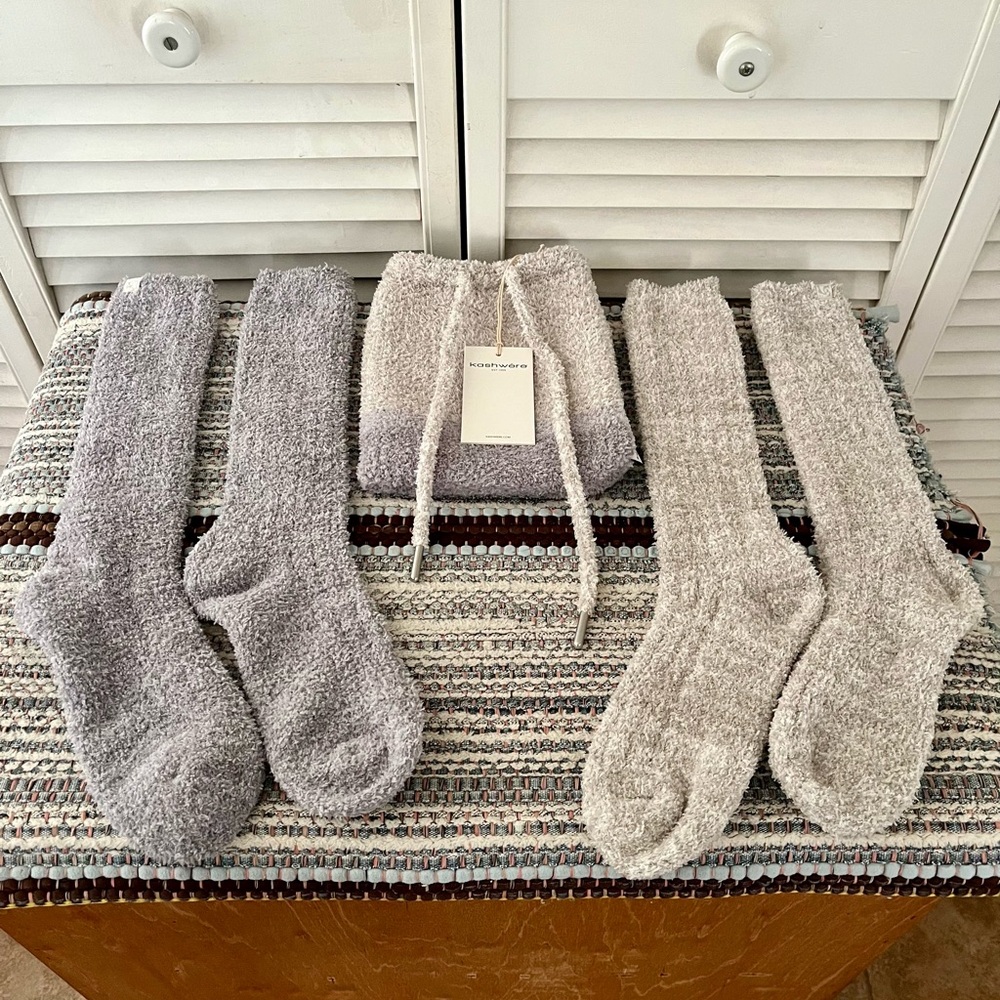 Kashwere Montecito Socks Set With Drawstring Pouch Heathered Kash-Lounge New